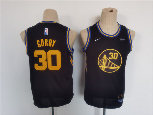 Youth Golden State Warriors #30 Stephen Curry Black Stitched Basketball Jersey